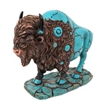 Turquoise & Brown Bison Figurine Rustic Resin Buffalo Decor Shelf Desk. Fixed Price $21.99.