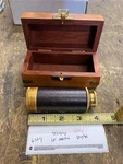 Vtg Telescope Brass Leather Wood Case Box Spyglass Nautical 6" Hand Hel Maritime. Fixed Price $34.99.