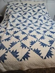 Antique 1880S Indigo Blue & White Delectable Mountains 100% Hand-quilted. Fixed Price $595.00.