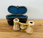 Antique 1890'S Lemaire Fi Paris Rainbow Mother Of Pearl Opera Glasses & Case. Fixed Price $95.00.