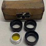 Vintage Pathescope 9.5MM Lenses / Filters Leather Case. Fixed Price $35.80.