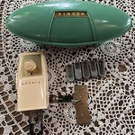 Singer Sewing Buttonholer Complete Attachments Case #489500/489510 Vintage Green. Fixed Price $19.00.