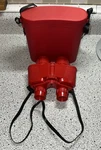 Lightweight Red Kids Binoculars Italian Made Retro Toy With Case. Fixed Price $12.95.