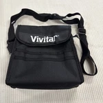 Vivitar Black Nylon Binocular Bag With Adjustable Strap Lens Cloth 7.5"X3"X9. Fixed Price $13.50.
