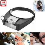 Jewelers Headband Magnifier Led Illuminated Visor Magnifying Glasses Loupe. Fixed Price $12.96.