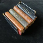 Vtg 1964 Burgess Bowes Midget Dictionary Set Miniature Books Leather Case 3X2. Fixed Price $118.30.