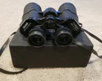Vtg Black Sears Binoculars W/case Model #473.2513100 7X50MM 356 Ft At 1000 Yds. Fixed Price $25.00.