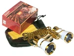 Hqrp Opera Theater Binocular Glasses White Pearl, Gold Trim With Necklace Chain. Fixed Price $17.95.