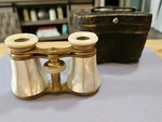 Antique Mother Of Pearl Opera Glasses Brass Binoculars W/ Leather Case Paris. Fixed Price $99.99.