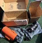 Nocs Provisions Zoom Tube 8X32 Monocular Orange Black + Inspector 4X25 Lens. Fixed Price $180.00.