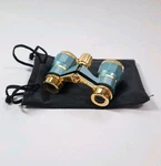 Binolux 3 25 Opera Glass Blue & Gold Binocular Korea W/ Leather Bag. Fixed Price $22.00.