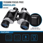 Barska Focus Free 7X35 BK-7 Glass Multicoated Anti Glace Optics Binoculars +case. Fixed Price $60.57.