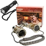 Hqrp Opera Theater Binocular 3X25 Optics Glasses W/ Chain + Compact Flashligh. Fixed Price $32.95.