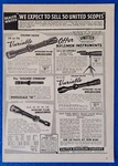 1960 United Binocular Company Hunting Rifle Scope Distributor Original Print Ad. Fixed Price $14.99.