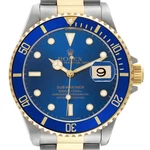 Rolex Submariner Steel Yellow Gold Blue Dial Bezel Mens Watch 16613 Box Papers. Fixed Price $14220.00.