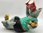 Unique Hand Painted Cat Sculpture With Binoculars Looking For Birds 13". Fixed Price $12.80.