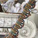 3.7 Yards Antique French 1880 Passementerie Trim Blue Old. Fixed Price $89.00.