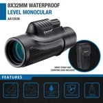 Barska 8X 32MM Level Waterproof Monocular Fogproof BK-7 Prism With Bag AA12536. Fixed Price $94.03.
