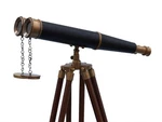 Floor Standing Admirals Antique Brass Binoculars With Leather 62"". Fixed Price $959.98.