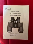 Sears Zoom Binoculars Model 473.25800 Owner's Manual. Fixed Price $9.99.