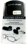 Foster Grant Microvision Folding Readers With Storage Travel Case +3.25-1.5"X3". Fixed Price $24.99.