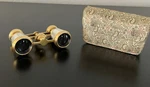 Vintage Mother Of Pearl & Brass Opera Glasses W/case Made France. Fixed Price $40.00.