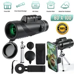 80X100 Zoom Optical Hd Lens Monocular Telescope + Tripod Clip For Cell Phone. Fixed Price $12.71.
