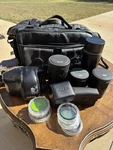 Konica FS-1 35MM Film Camera W/ Lenses, Flash, Filters & Case Works. Fixed Price $359.00.