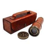Vintage Leather Brass Telescope With Case Antique Nautical Spyglass Hand-eng. Fixed Price $55.00.