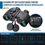 Barska AB11776 8X 30MM Battalion Tactical Binoculars W/ Rangefinder & Compass. Fixed Price $245.12.