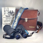 Tasco Zip Binoculars 10X50 Fully Coated W/ Leather Case & Olympus Camera Strap. Fixed Price $67.99.