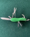Vintage Eddie Bauer Folding Pocket Knife Multi Tool, Green. Fixed Price $8.00.