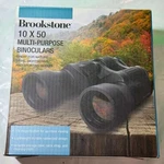 Brookstone 10X50 Binoculars Multi-purpose Rubberized W/ Case, Strap & Cloth. Fixed Price $32.00.