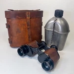 Us Naval Gun Factory 6X30 Binoculars Leather Case & Wwii Military Canteen. Fixed Price $155.00.