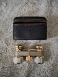 Vintage Mother Of Pearl & Gold Bushnell 3 Coated Opera Glasses W/case AB208. Fixed Price $24.95.