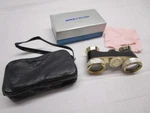 Vintage Selsi Mother Of Pearl Gold & Black Opera Glasses Nos Leather Pouch Box. Fixed Price $75.00.