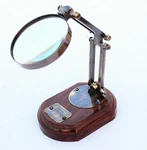 Brass Nautical Desktop Compass With Magnifying Glass Back Side Design Be. Fixed Price $69.55.
