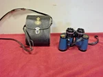 Tasco Binoculars No. 116 7X35 Extra Wide Angle Feather Weight Rare Blue W/case. Fixed Price $30.00.