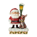 Jim Shore Rudolph Santa Figurine With Lamp Post Lights Up 18 Cm High Christmas. Fixed Price $79.99.