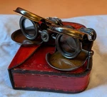 Bronze Folding Antique Binoculars Leather Case Glasses Eye Steam Punk Army. Fixed Price $80.36.
