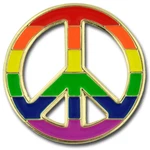 Pinmart's Peace Sign Gay Pride Rainbow Lgbt Enamel Lapel. Fixed Price $8.99.