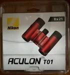 Brand New Nikon Aculon T01 8X21 Field Binoculars, Red. Fixed Price $125.00.