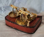 Gold Folding Binoculars Leather Case London Royal Navy Ship Opera Glasses Retro. Fixed Price $107.15.