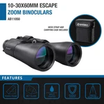 Barska AB11050 Escape Binoculars Zoom 10-30X 60MM W/ Case Bag + Neck Strap. Fixed Price $80.08.