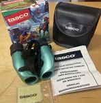 Tasco 8X-17X25MM Zoom Binoculars Rubber Armored With Case Vintage 1999. Fixed Price $19.00.