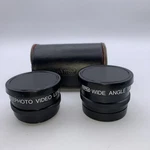 Optex Wide Angle & Telephoto Video Lenses Used 2 Pack W/ Leather Case Caps. Fixed Price $23.12.
