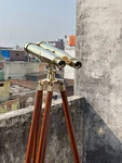 Antique Style Brass Finish Binocular With Wooden Tripod Maritime Home Decor. Fixed Price $241.80.