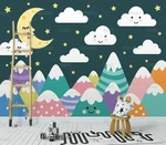3D Cartoon Mountain Night Kids Self-adhesive Removeable Wallpaper Mural 10. Fixed Price $36.18.