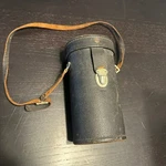 Vintage Tasco Imperial Leather Binocular Case Black Blue Velvet Lining Strap. Fixed Price $10.00.